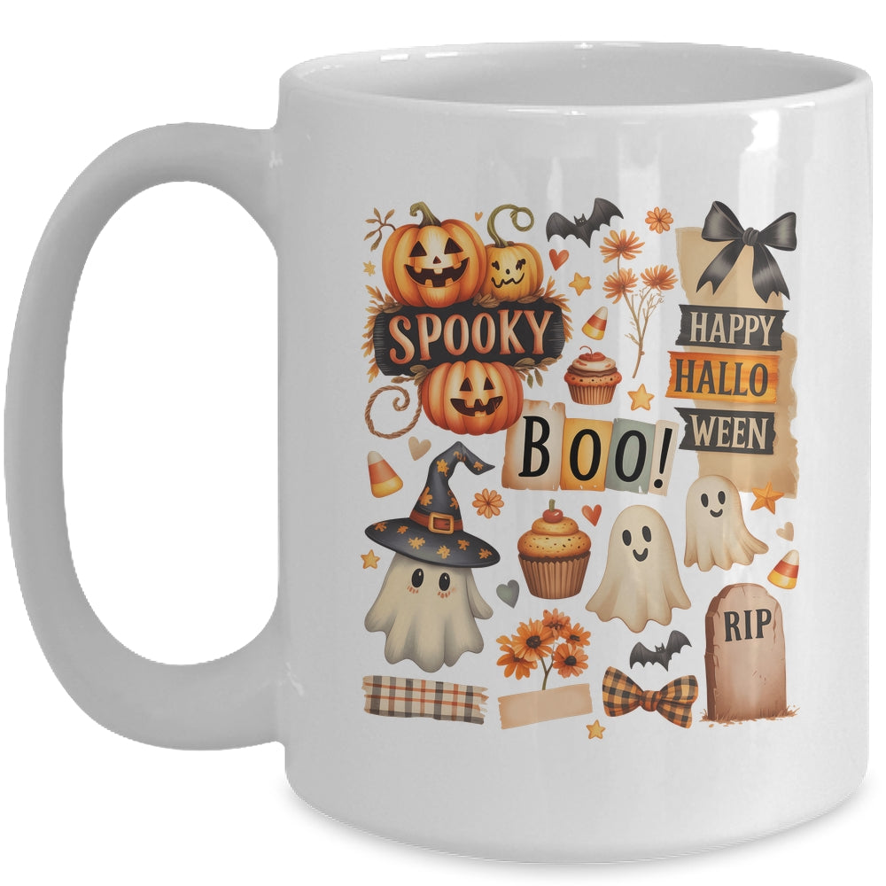 Halloween Pumpkin Boho Floral Fall Autumn Spooky Season Mug | teecentury