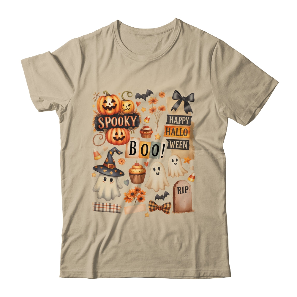 Halloween Pumpkin Boho Floral Fall Autumn Spooky Season Shirt & Sweatshirt | teecentury
