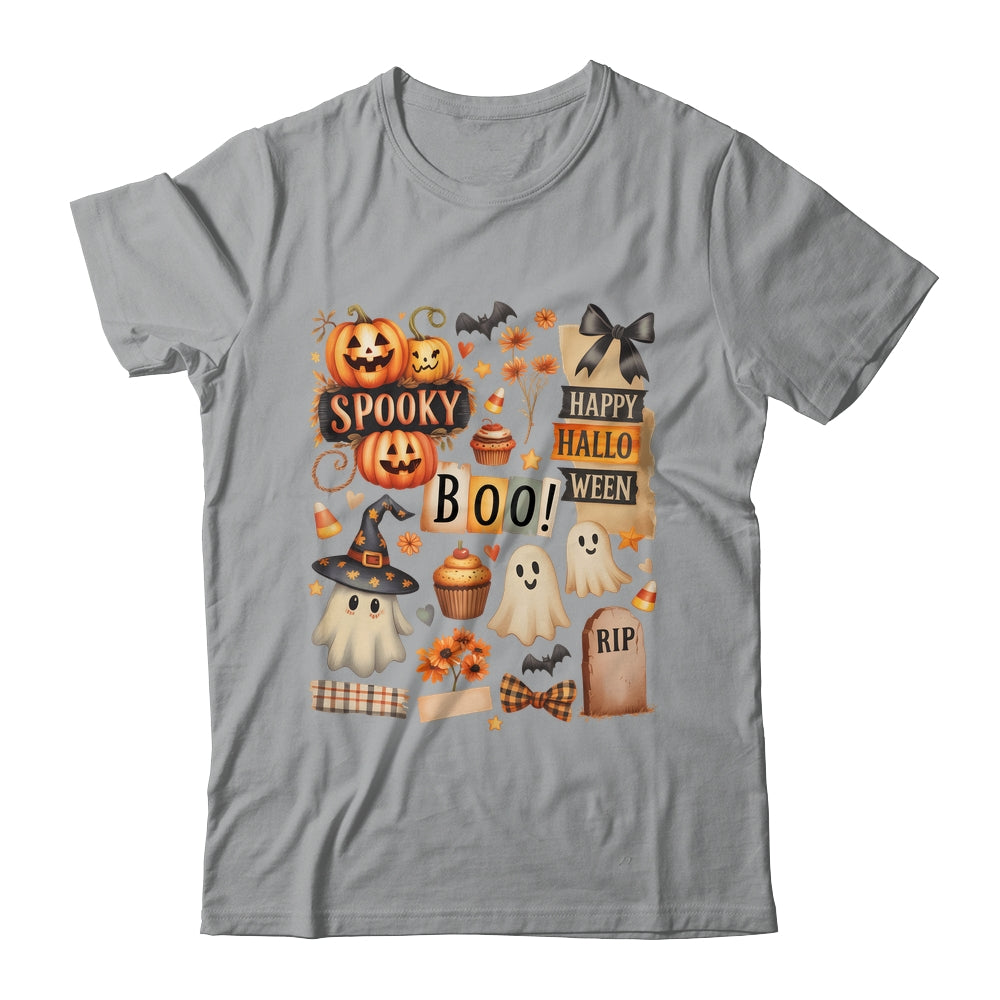 Halloween Pumpkin Boho Floral Fall Autumn Spooky Season Shirt & Sweatshirt | teecentury