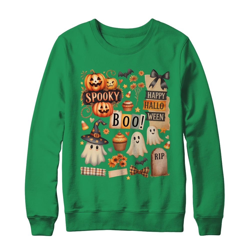 Halloween Pumpkin Boho Floral Fall Autumn Spooky Season Shirt & Sweatshirt | teecentury