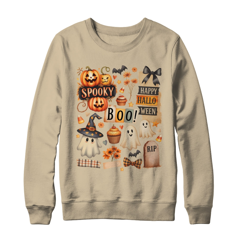 Halloween Pumpkin Boho Floral Fall Autumn Spooky Season Shirt & Sweatshirt | teecentury
