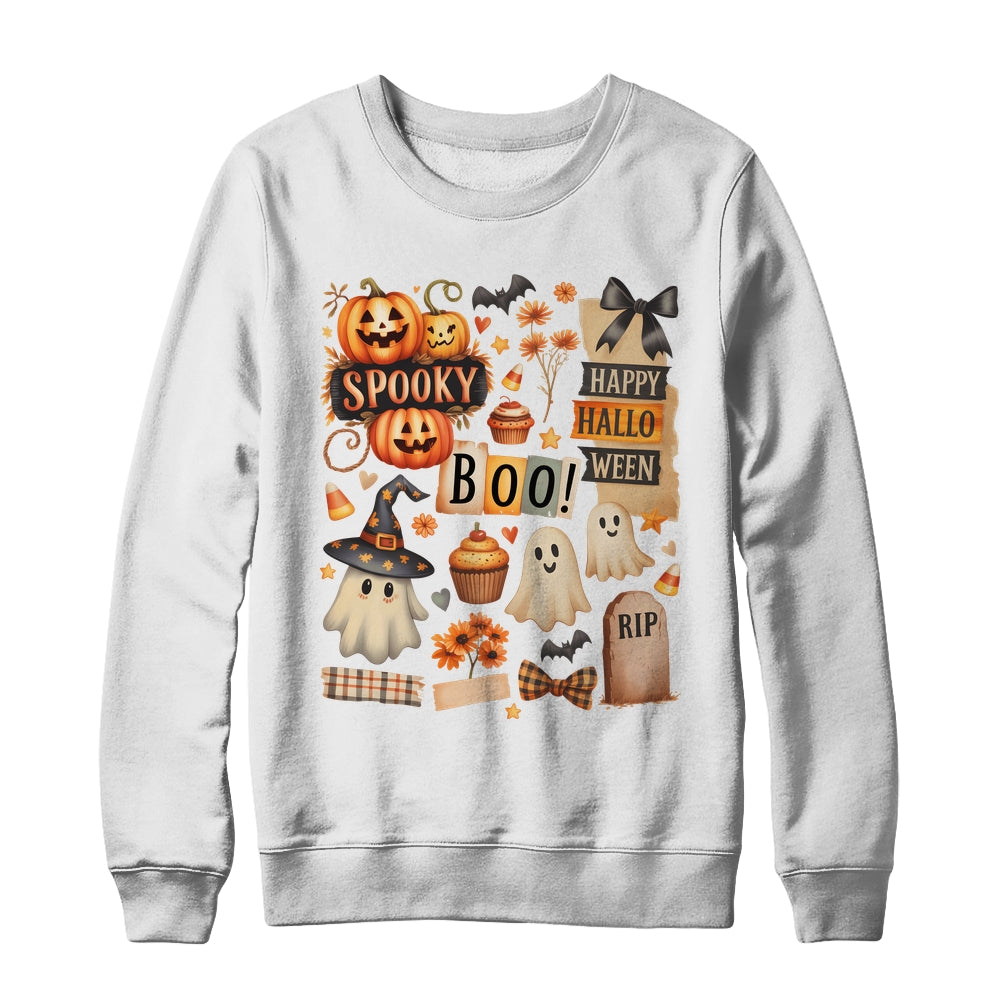 Halloween Pumpkin Boho Floral Fall Autumn Spooky Season Shirt & Sweatshirt | teecentury