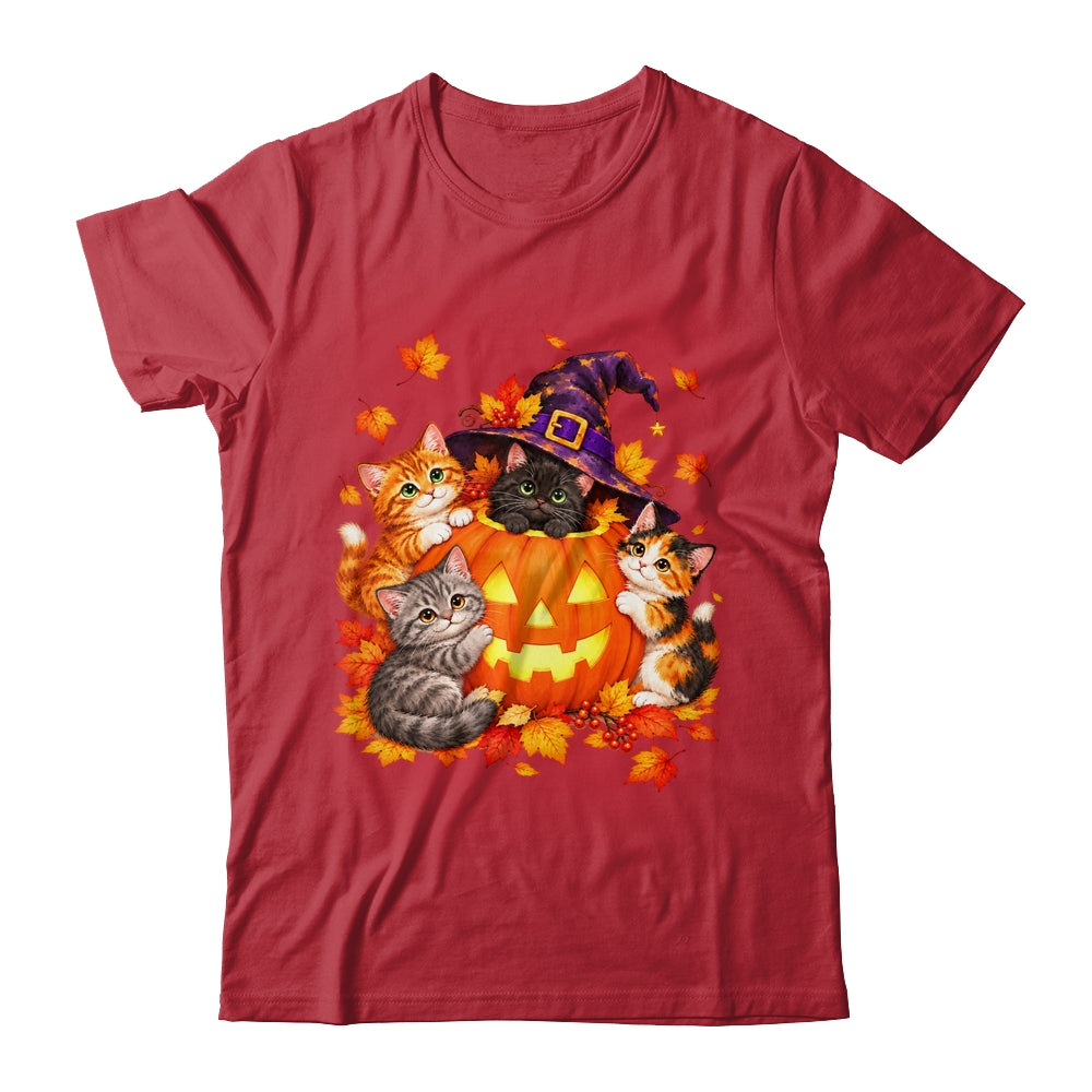 Halloween Pumpkin Cats Witch Hat Cute Kittens Graphic Shirt & Sweatshirt | teecentury