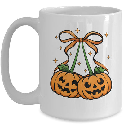 Halloween Pumpkin Cherries Fall Autumn Girly Coquette Bow Mug | teecentury