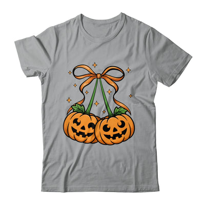 Halloween Pumpkin Cherries Fall Autumn Girly Coquette Bow Shirt & Sweatshirt | teecentury