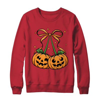 Halloween Pumpkin Cherries Fall Autumn Girly Coquette Bow Shirt & Sweatshirt | teecentury