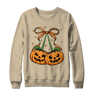 Halloween Pumpkin Cherries Fall Autumn Girly Coquette Bow Shirt & Sweatshirt | teecentury