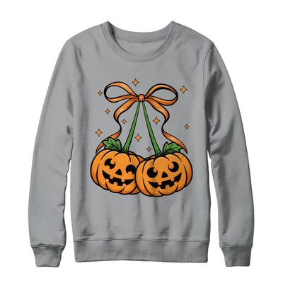 Halloween Pumpkin Cherries Fall Autumn Girly Coquette Bow Shirt & Sweatshirt | teecentury