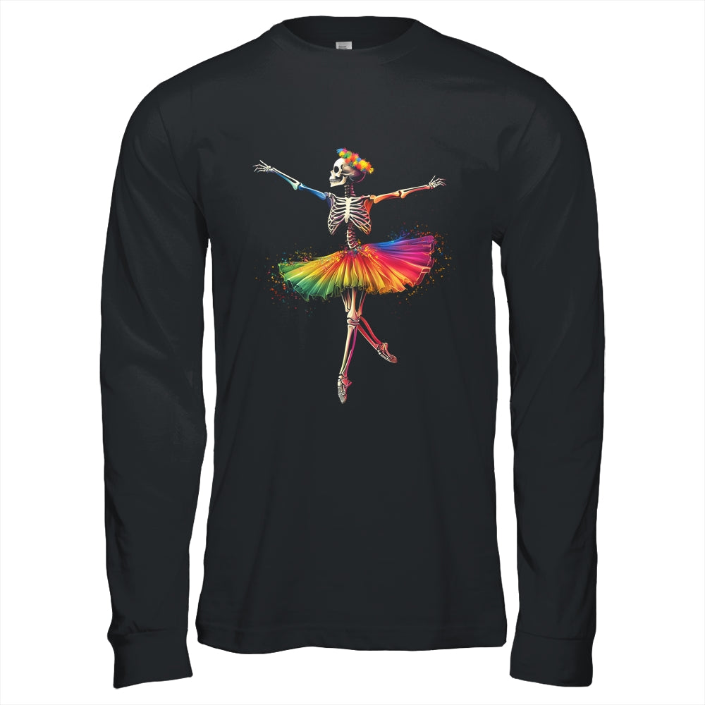Halloween Skeleton Dancing Rainbow Ballerina Girls Women Shirt & Hoodie | teecentury