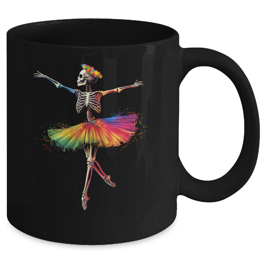 Halloween Skeleton Dancing Rainbow Ballerina Girls Women Mug | teecentury