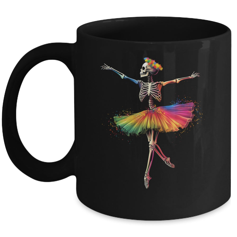 Halloween Skeleton Dancing Rainbow Ballerina Girls Women Mug | teecentury