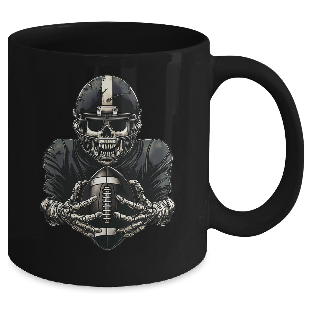 Halloween Skeleton Football Player Spooky Sports Graphic Mug | teecentury