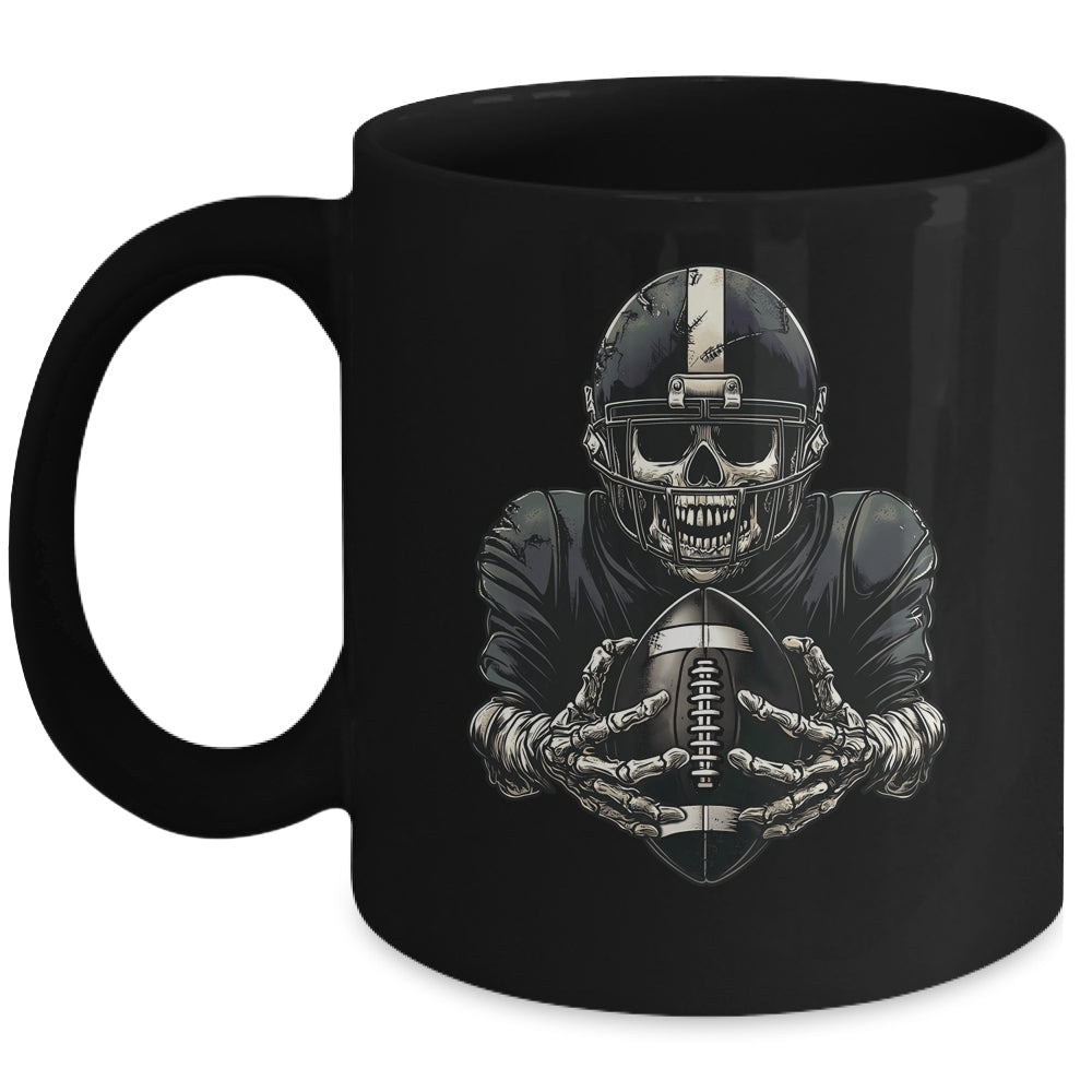 Halloween Skeleton Football Player Spooky Sports Graphic Mug | teecentury