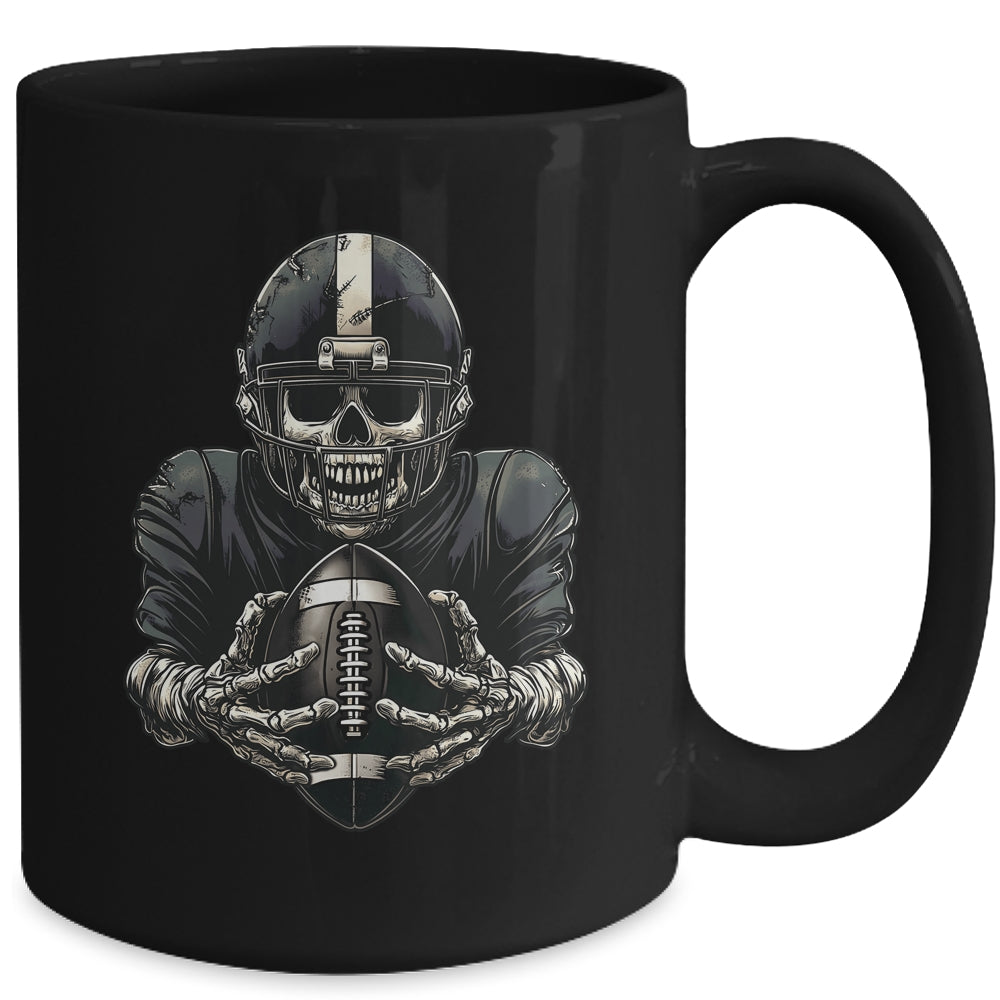 Halloween Skeleton Football Player Spooky Sports Graphic Mug | teecentury