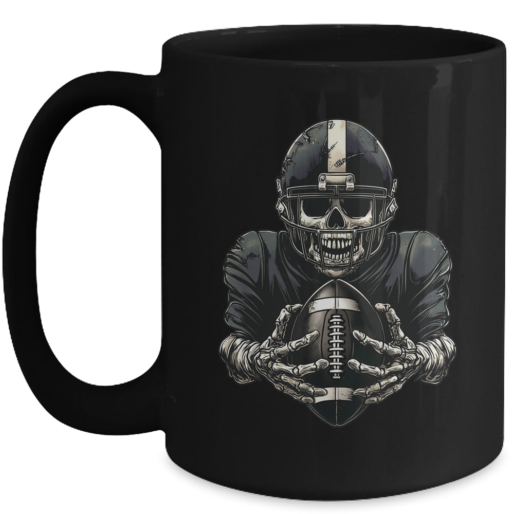 Halloween Skeleton Football Player Spooky Sports Graphic Mug | teecentury