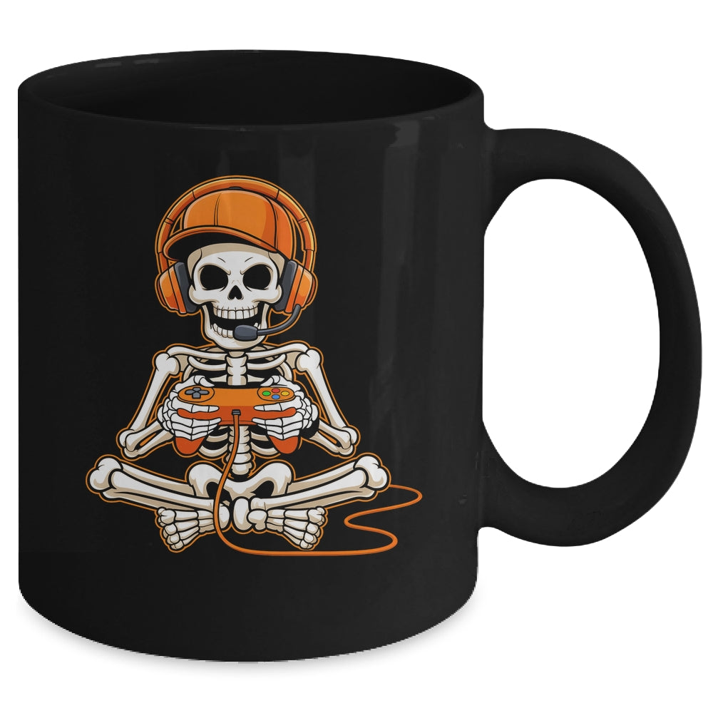 Halloween Skeleton Gamer Video Gaming Boys Men Kids Teens Mug | teecentury