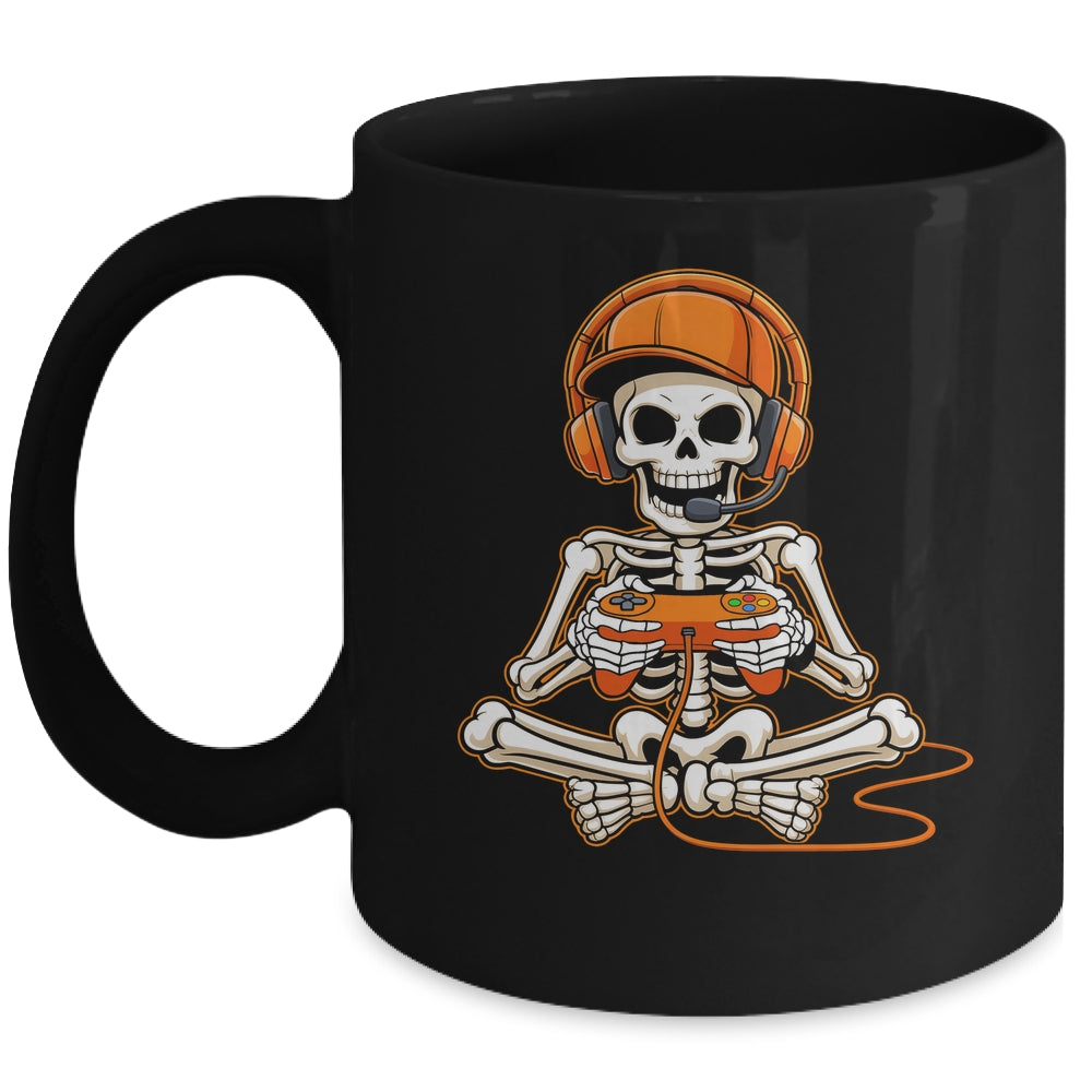 Halloween Skeleton Gamer Video Gaming Boys Men Kids Teens Mug | teecentury