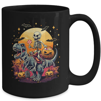 Halloween Skeleton Riding Mummy Dinosaur T Rex Kids Boys Men Mug | teecentury