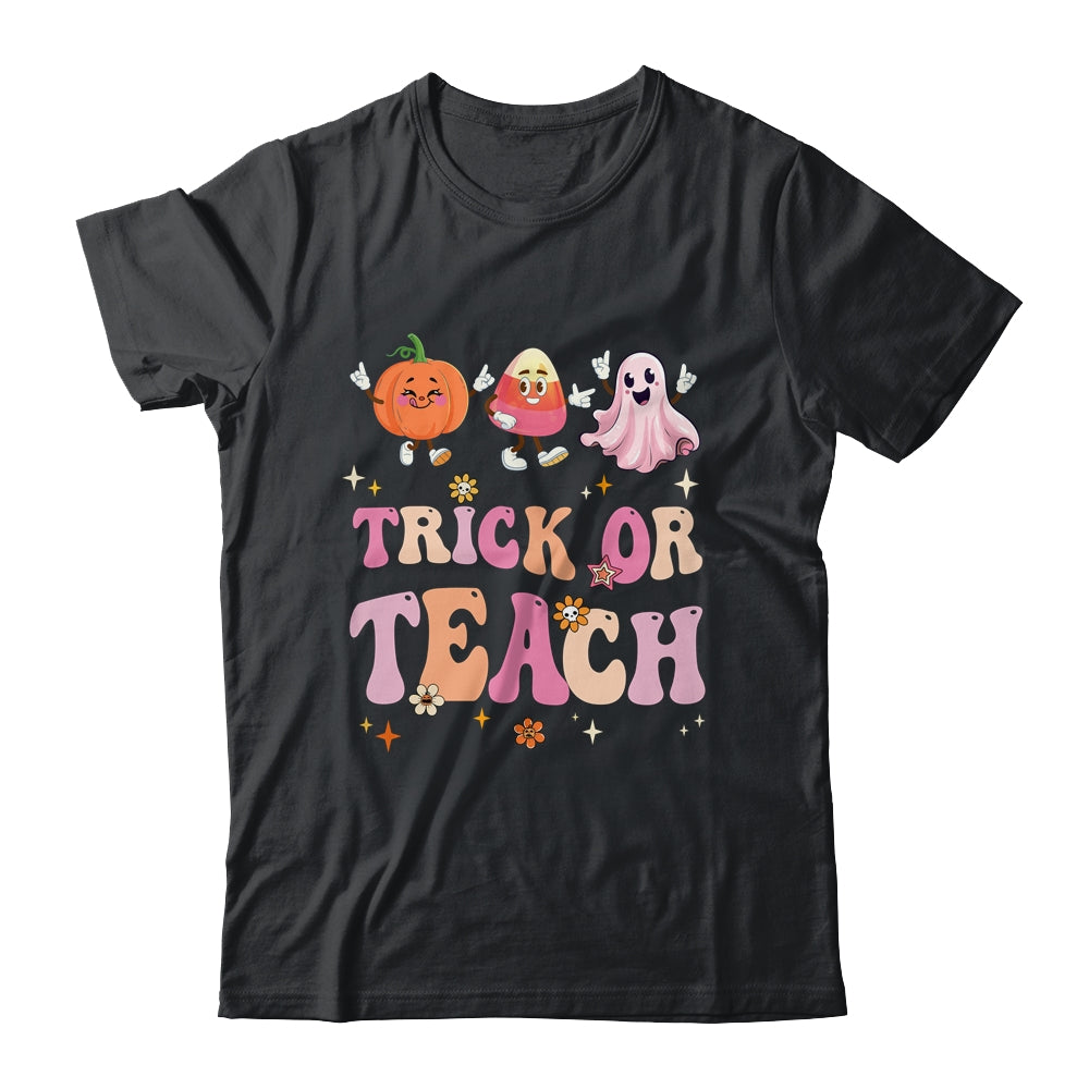 Halloween Teacher Trick Or Teach Funny Ghost Cute Pumpkin Shirt & Sweatshirt | teecentury