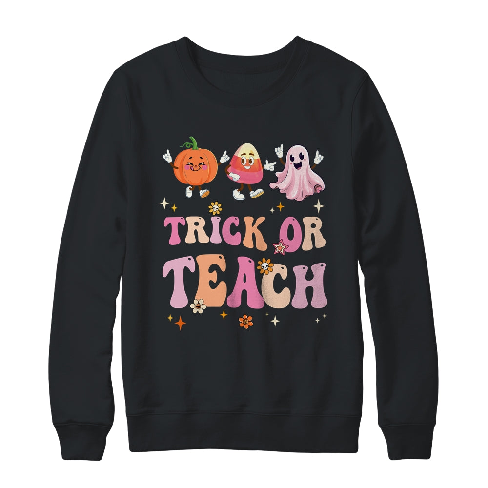Halloween Teacher Trick Or Teach Funny Ghost Cute Pumpkin Shirt & Sweatshirt | teecentury