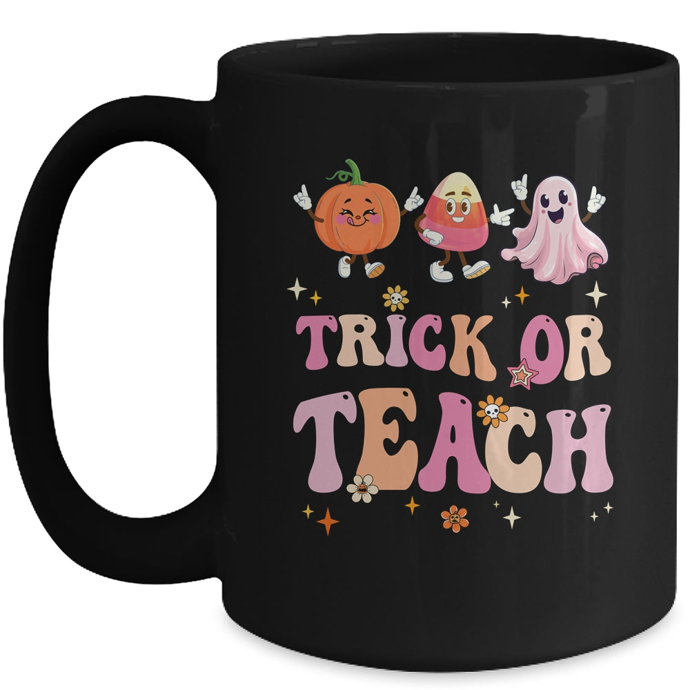 Halloween Teacher Trick Or Teach Funny Ghost Cute Pumpkin Mug | teecentury