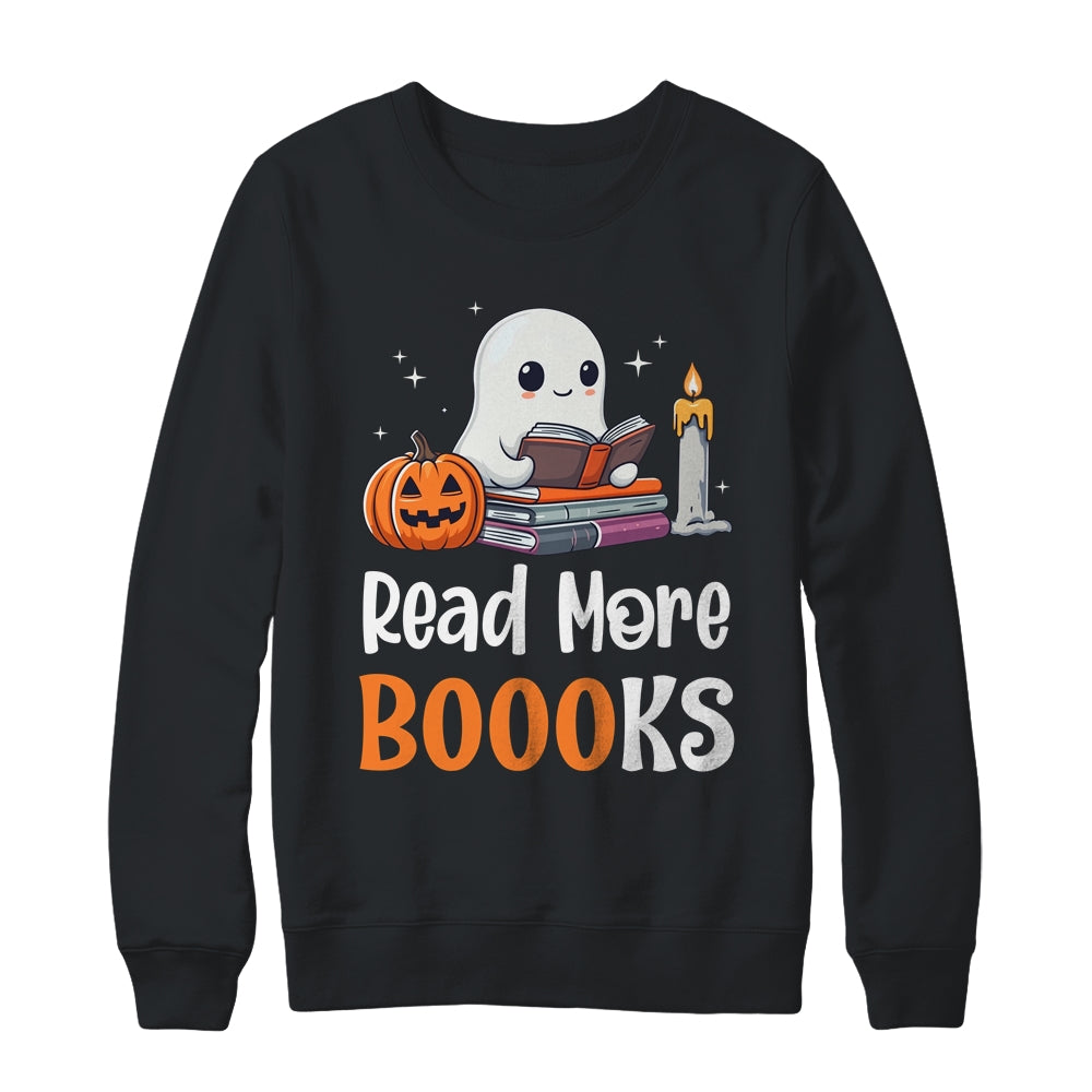 Halloween Teacher Women Cute Reading Ghost Read More Books Shirt & Sweatshirt | teecentury