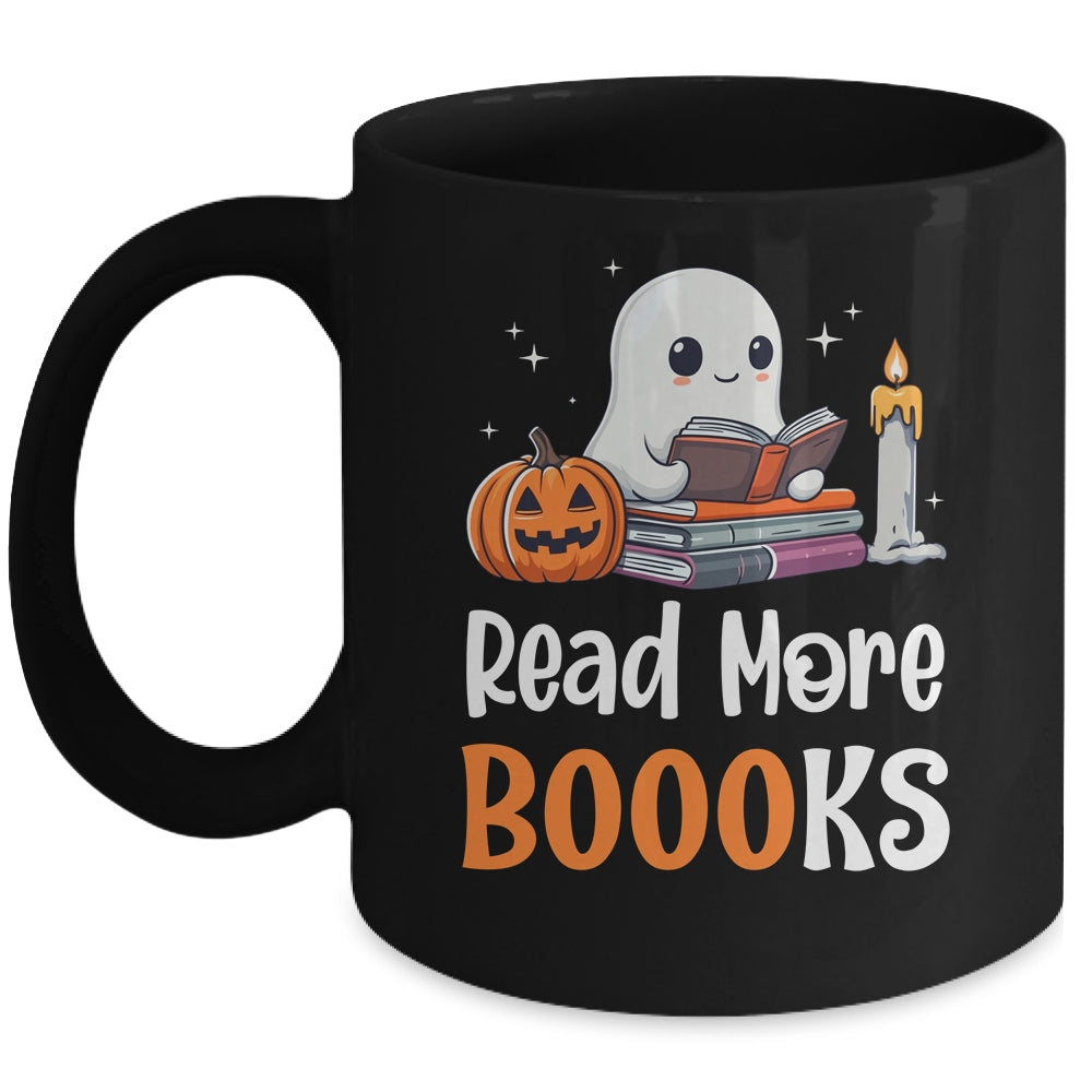Halloween Teacher Women Cute Reading Ghost Read More Books Mug | teecentury
