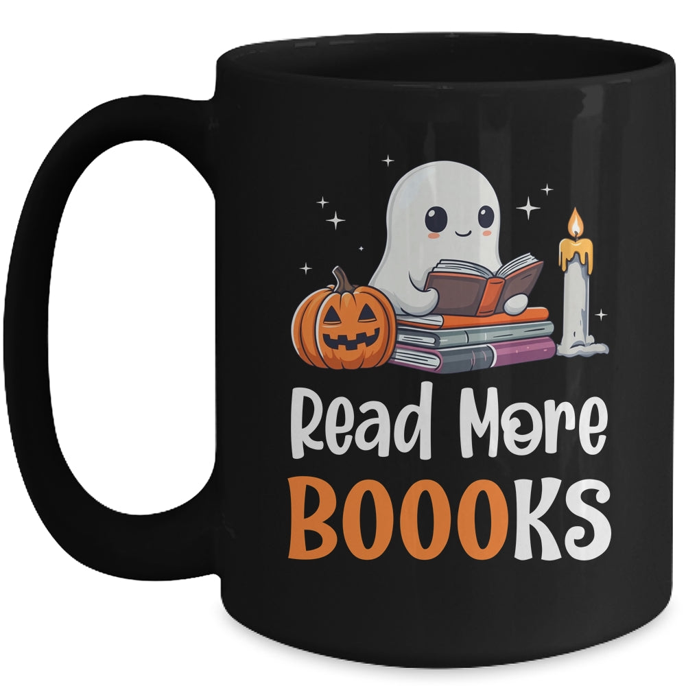 Halloween Teacher Women Cute Reading Ghost Read More Books Mug | teecentury