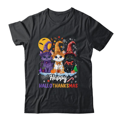 Halloween Thanksgiving Christmas 2024 Hallothanksmas Cats Shirt & Sweatshirt | teecentury