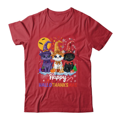 Halloween Thanksgiving Christmas 2024 Hallothanksmas Cats Shirt & Sweatshirt | teecentury