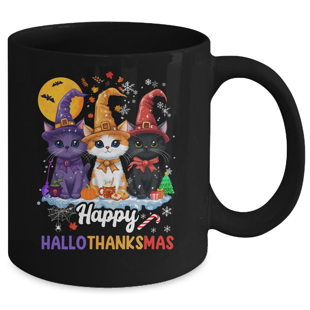 Halloween Thanksgiving Christmas 2024 Hallothanksmas Cats Mug | teecentury