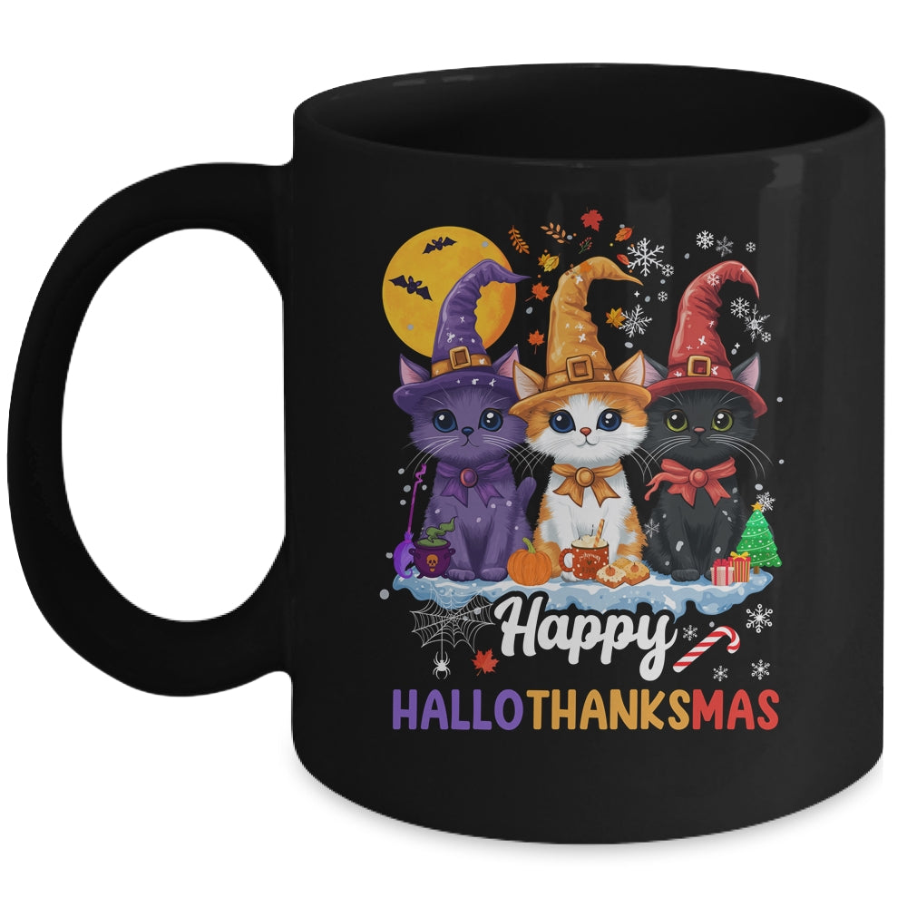 Halloween Thanksgiving Christmas 2024 Hallothanksmas Cats Mug | teecentury