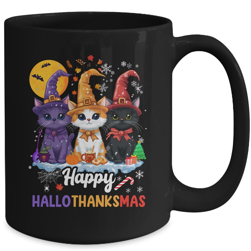 Halloween Thanksgiving Christmas 2024 Hallothanksmas Cats Mug | teecentury