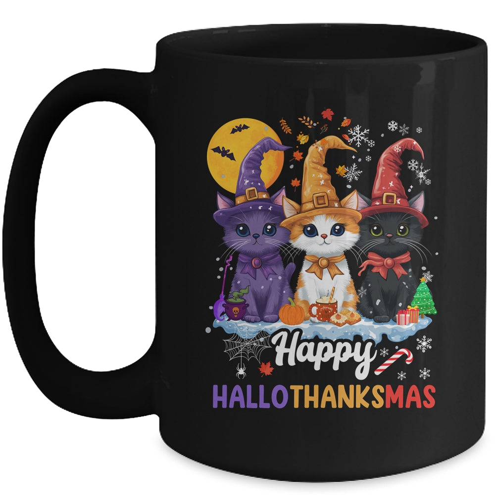 Halloween Thanksgiving Christmas 2024 Hallothanksmas Cats Mug | teecentury