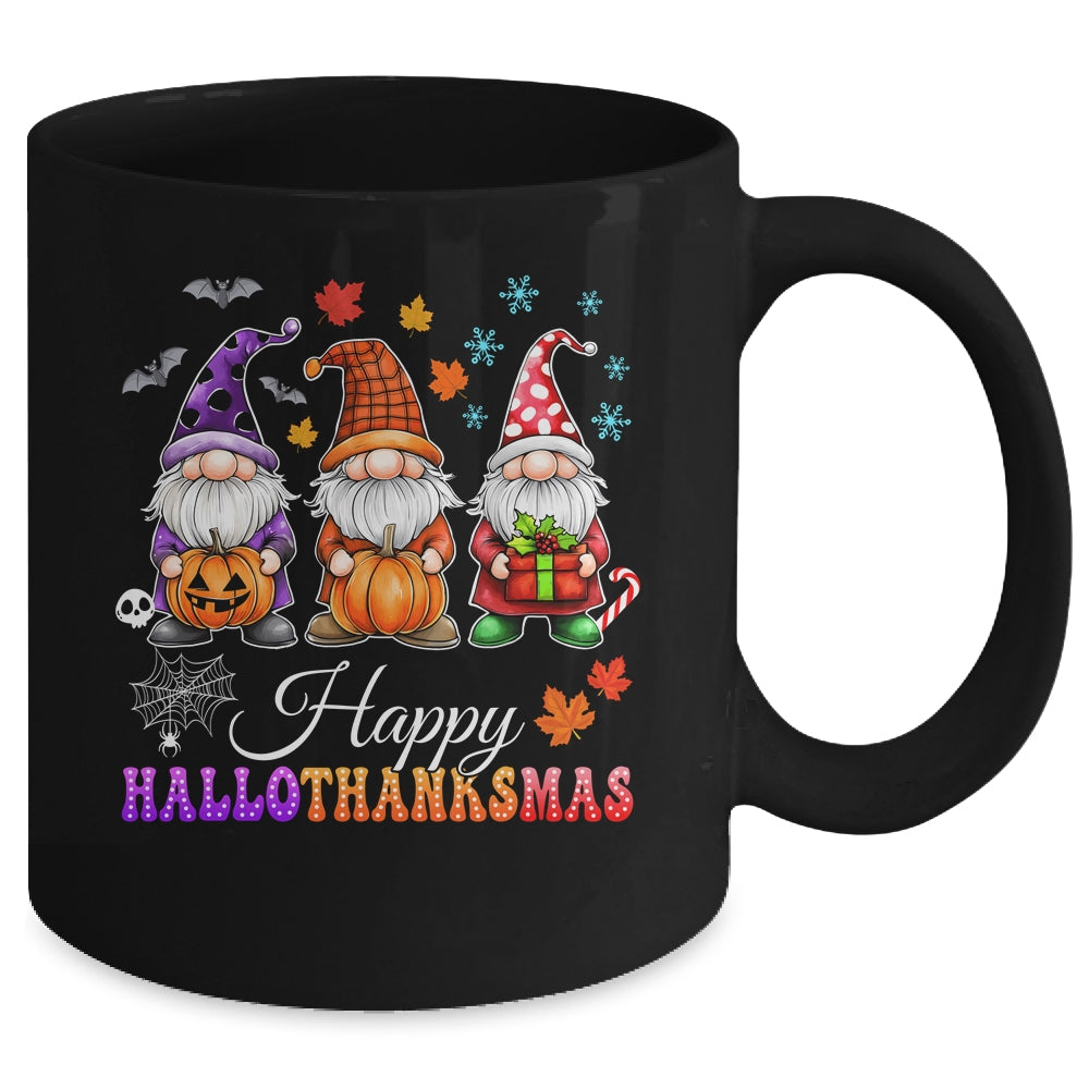 Halloween Thanksgiving Christmas Gnomes Happy HalloThanksMas Mug | teecentury