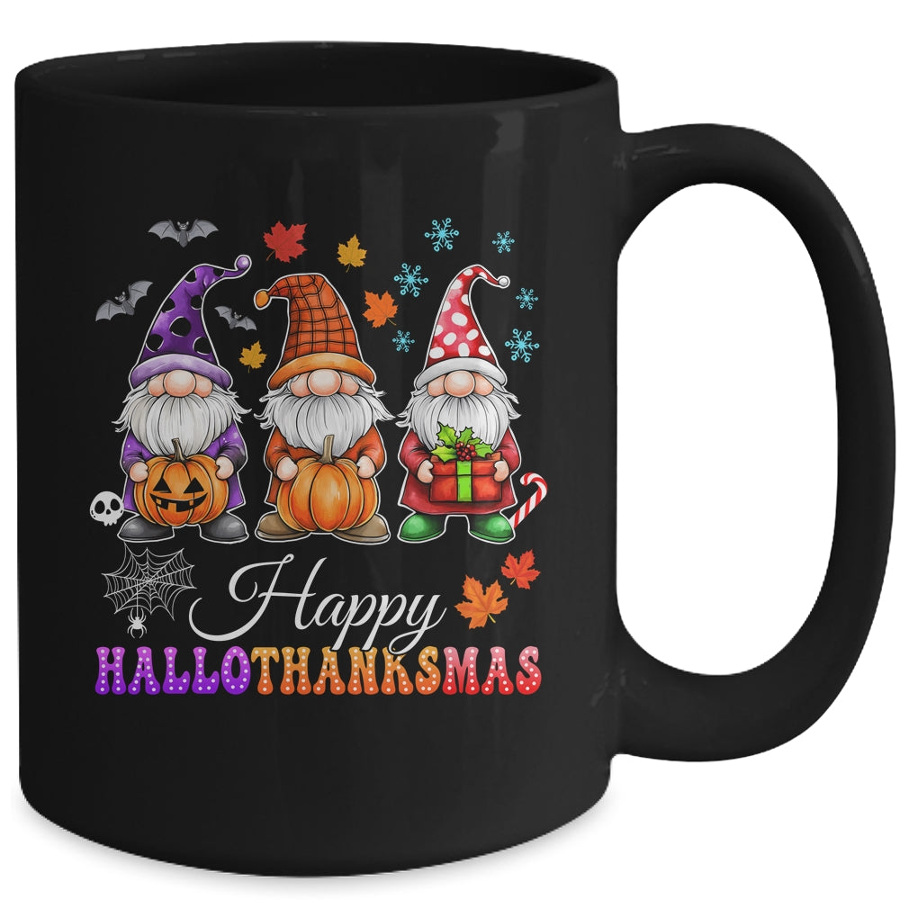 Halloween Thanksgiving Christmas Gnomes Happy HalloThanksMas Mug | teecentury