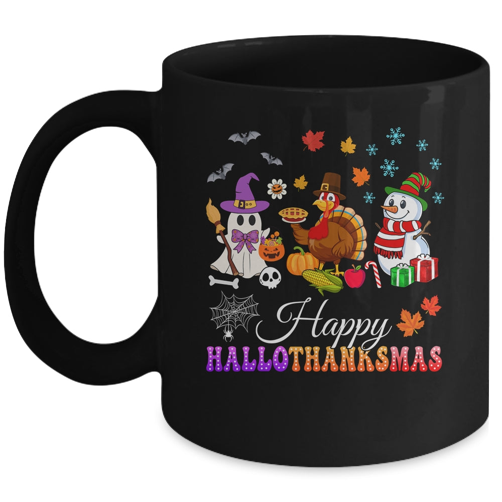 Halloween Thanksgiving Christmas Happy HalloThanksMas Kids Mug | teecentury