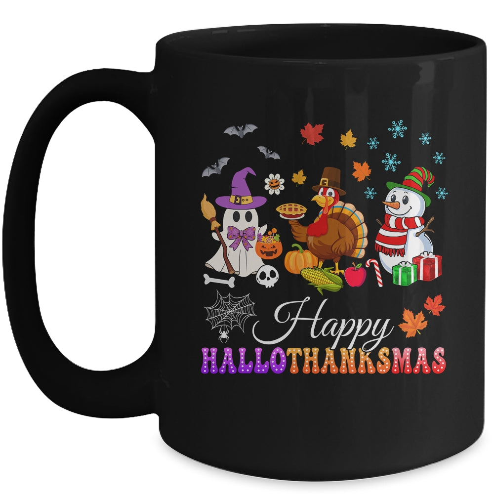 Halloween Thanksgiving Christmas Happy HalloThanksMas Kids Mug | teecentury