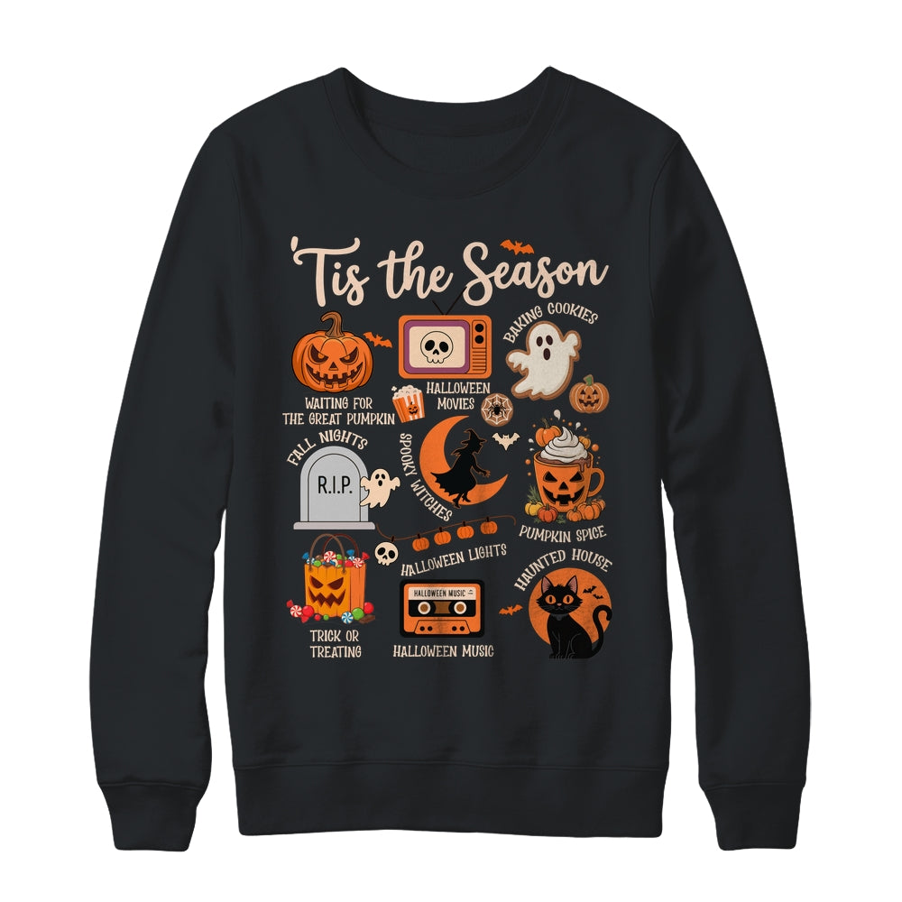 Halloween Tis The Season Spooky Witch Pumpkin Fall Retro Shirt & Sweatshirt | teecentury