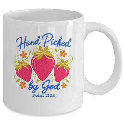 Hand Picked By God Strawberry Christian Faith Bible Verse Mug | teecentury