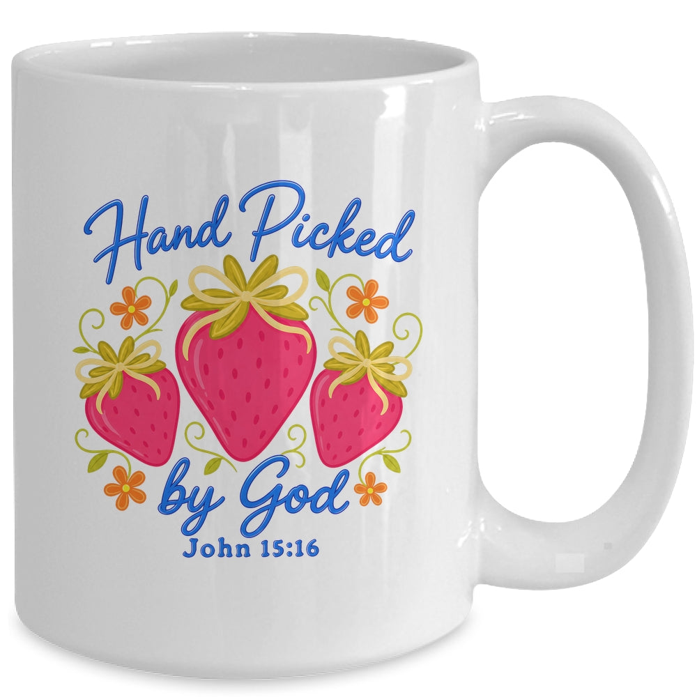 Hand Picked By God Strawberry Christian Faith Bible Verse Mug | teecentury