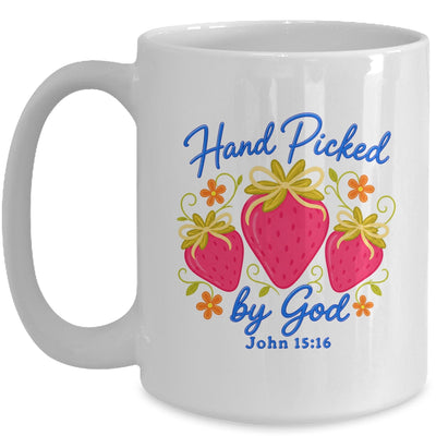 Hand Picked By God Strawberry Christian Faith Bible Verse Mug | teecentury
