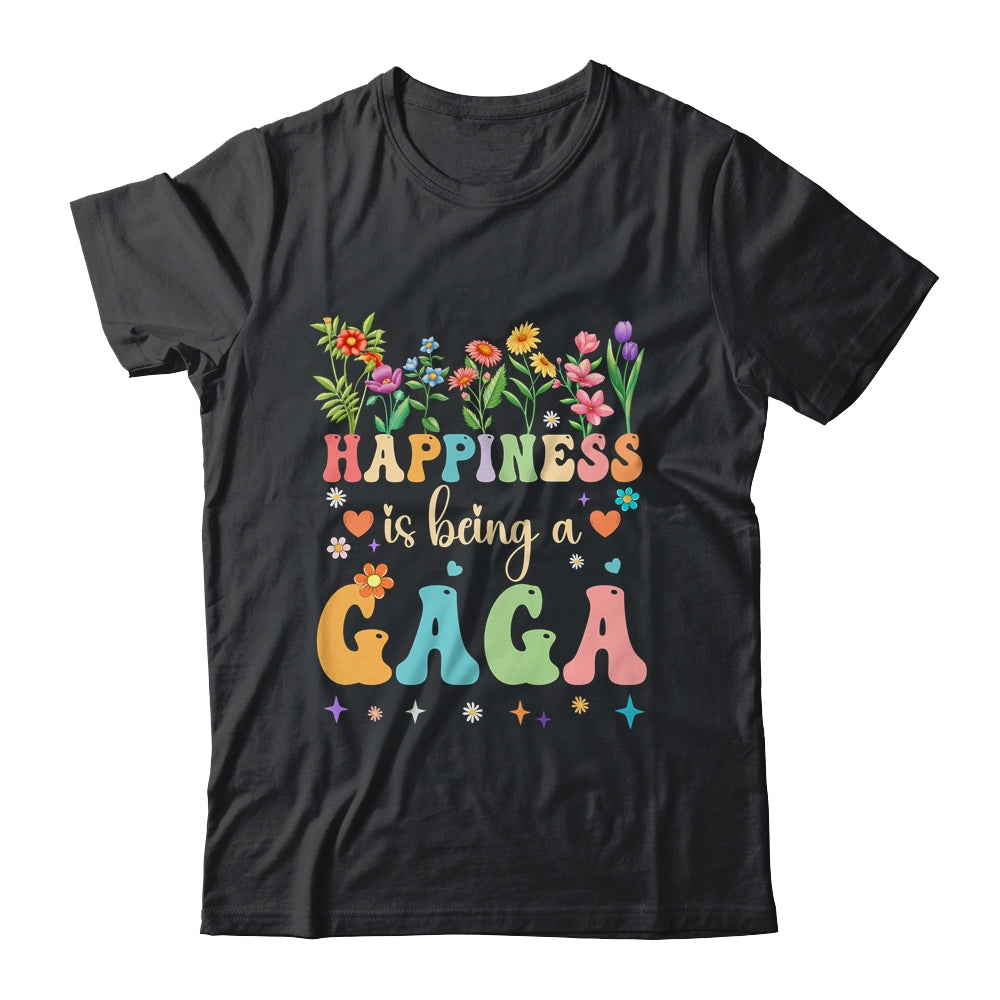 Happiness Is Being A Gaga Floral Design Gaga Mothers Day Shirt & Tank Top | teecentury