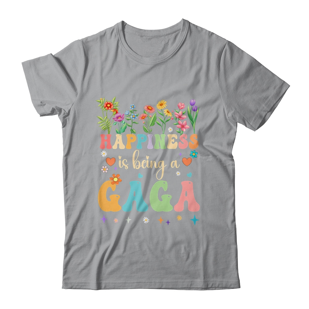 Happiness Is Being A Gaga Floral Design Gaga Mothers Day Shirt & Tank Top | teecentury