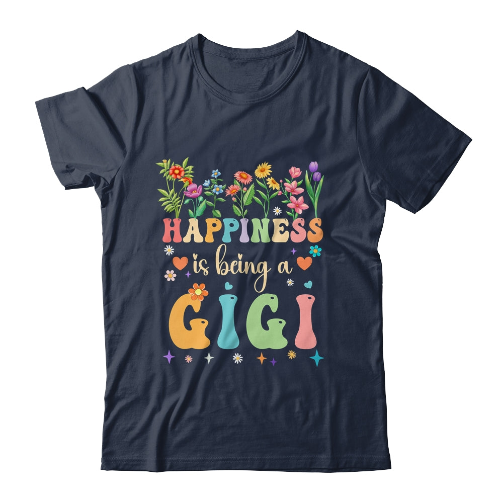 Happiness Is Being A Gigi Floral Design Gigi Mothers Day Shirt & Tank Top | teecentury