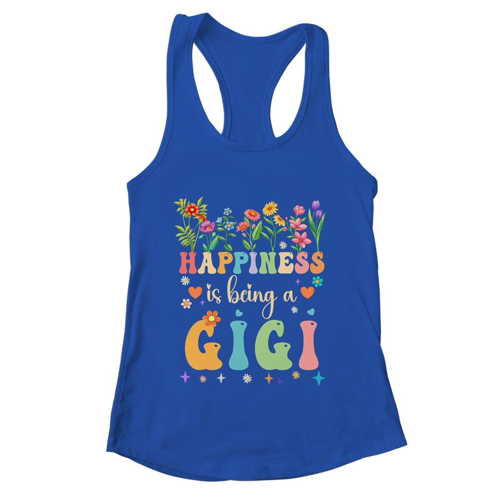 Happiness Is Being A Gigi Floral Design Gigi Mothers Day Shirt & Tank Top | teecentury