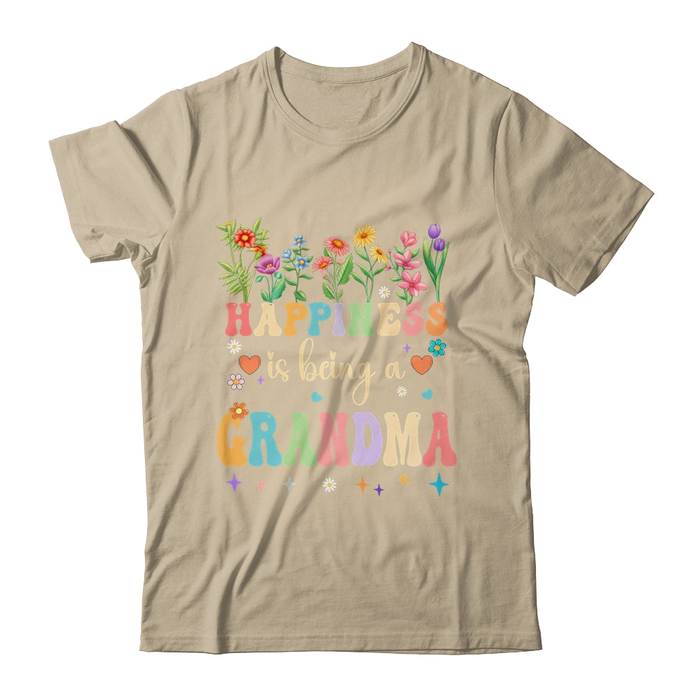 Happiness Is Being A Grandma Floral Design Grandma Shirt & Tank Top | teecentury
