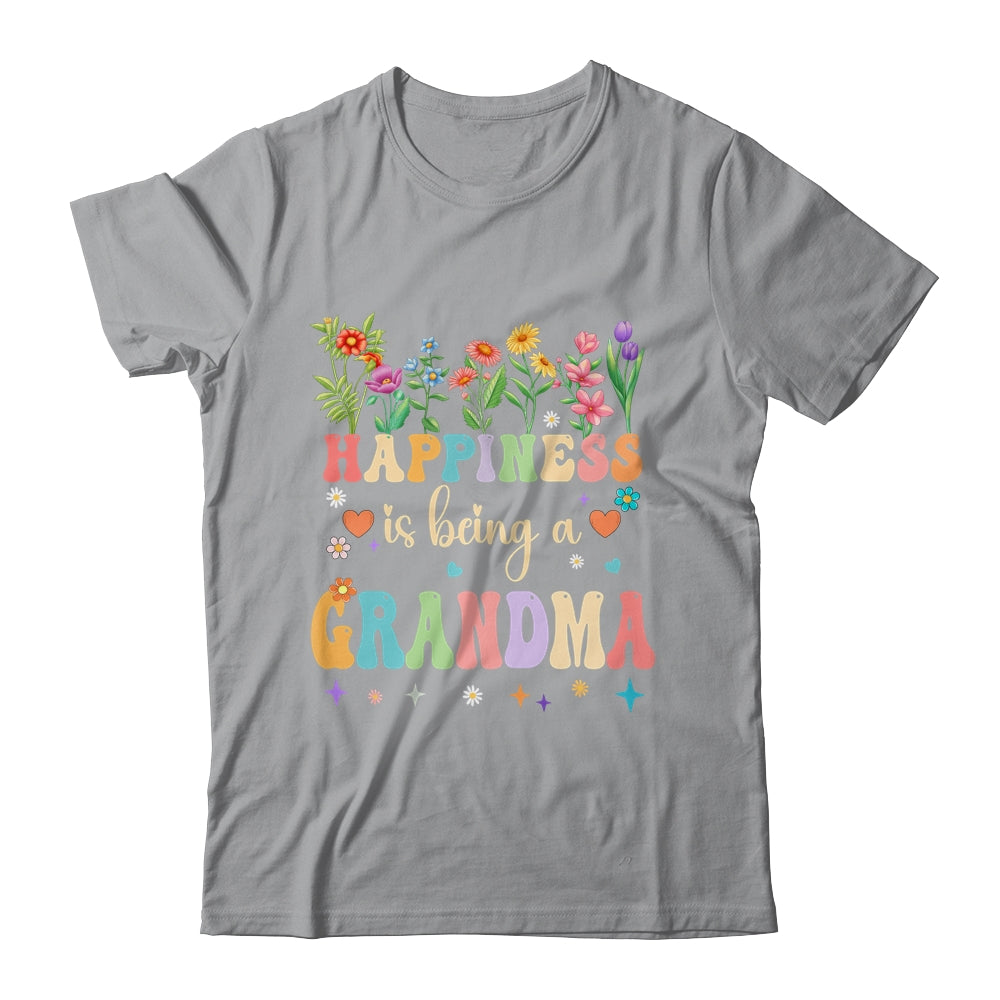 Happiness Is Being A Grandma Floral Design Grandma Shirt & Tank Top | teecentury