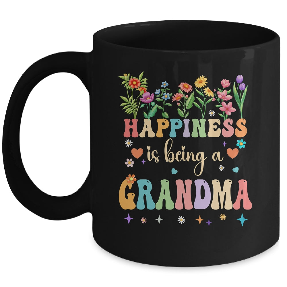 Happiness Is Being A Grandma Floral Design Grandma Mug | teecentury