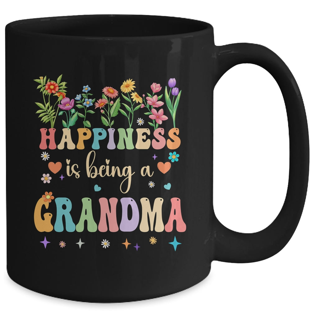 Happiness Is Being A Grandma Floral Design Grandma Mug | teecentury
